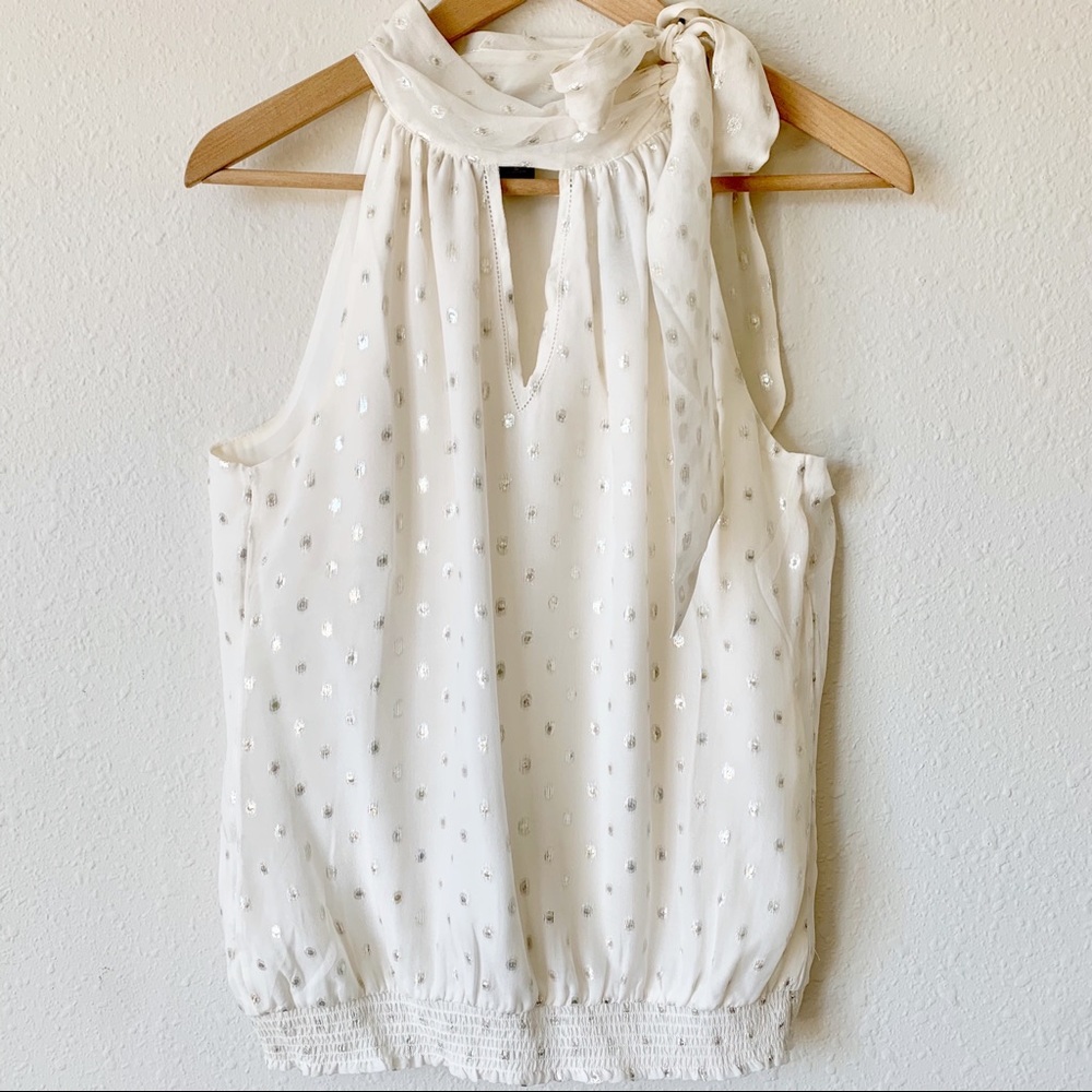 WHBM Silver Polka Dot Halter Top - Picture 1 of 7